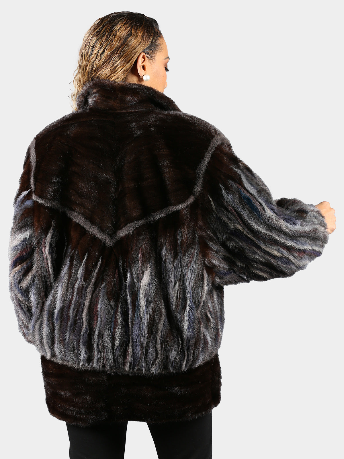 Woman's Multicolored Sculptured Mink Fur Jacket