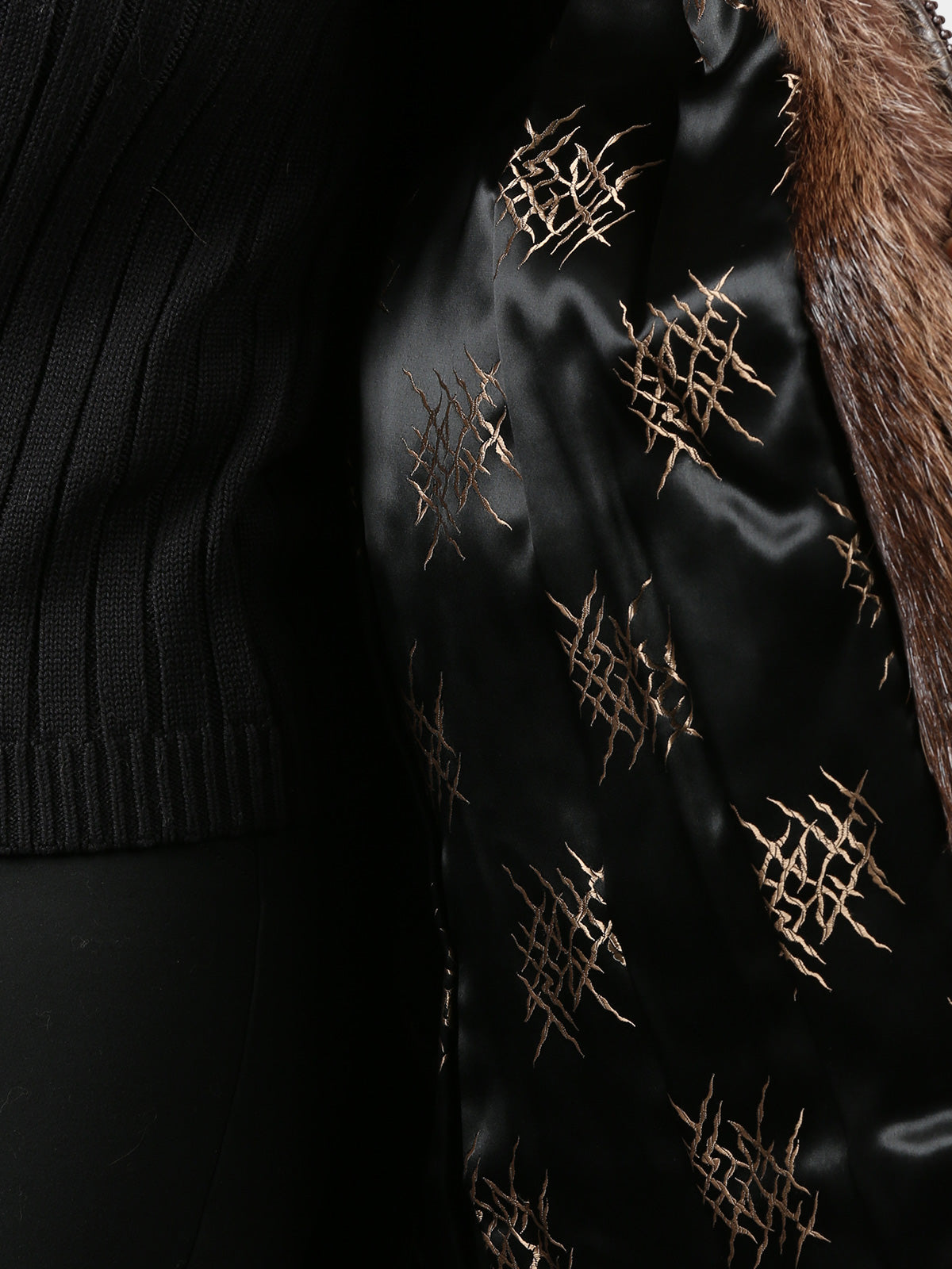 Woman's Natural Nutria Fur Jacket with Detachable Hood