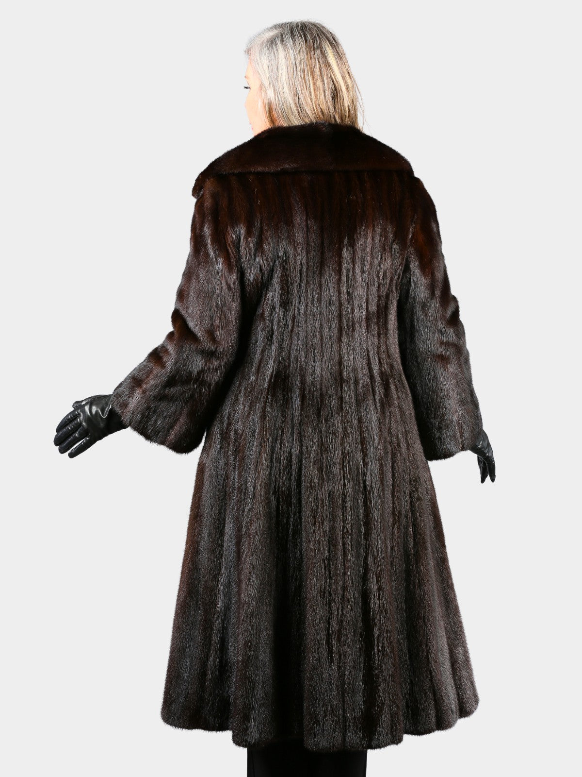Woman's Deepest Mahogany Female Mink Fur Coat Petite