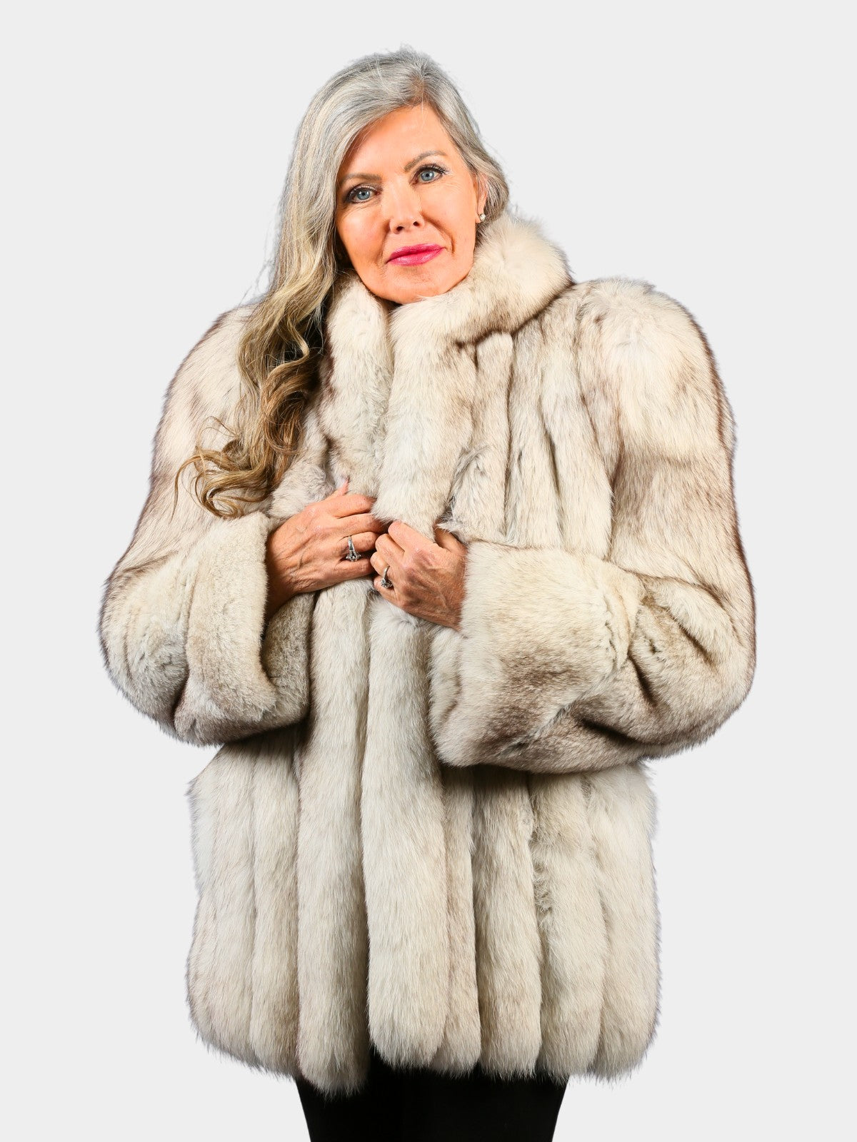 Woman's Natural Blue Fox Fur Jacket