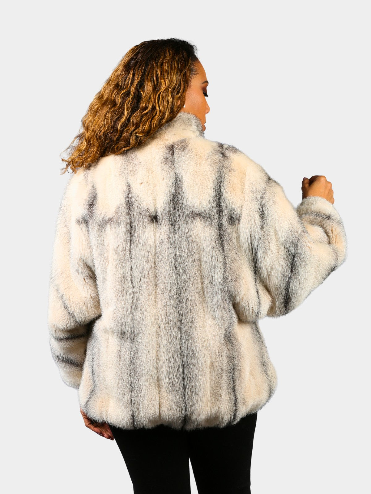 Woman's Natural Black Cross Mink Fur Jacket