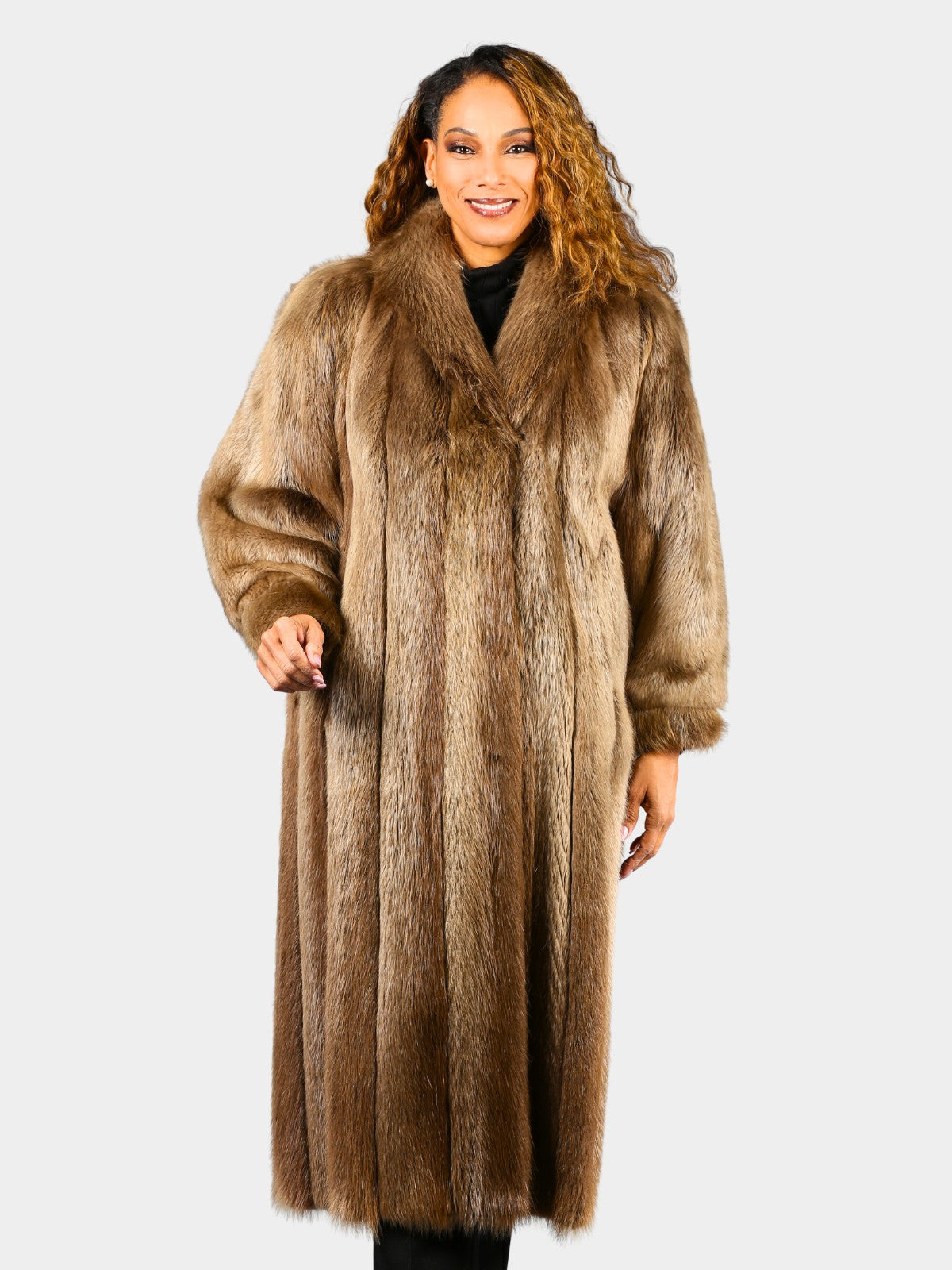 Woman's Natural Blond Long Hair Beaver Coat Rare Color