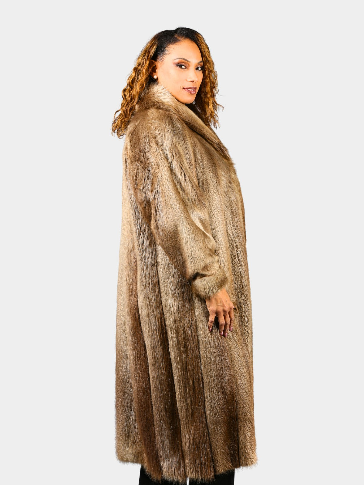Woman's Natural Blond Long Hair Beaver Coat Rare Color