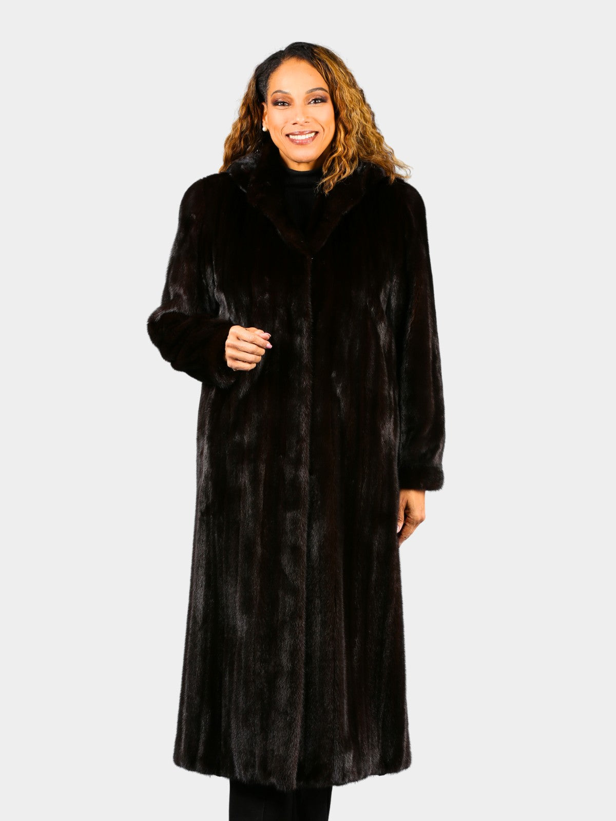 Woman's Ranch Female Mink Fur Coat with Detachable Hood