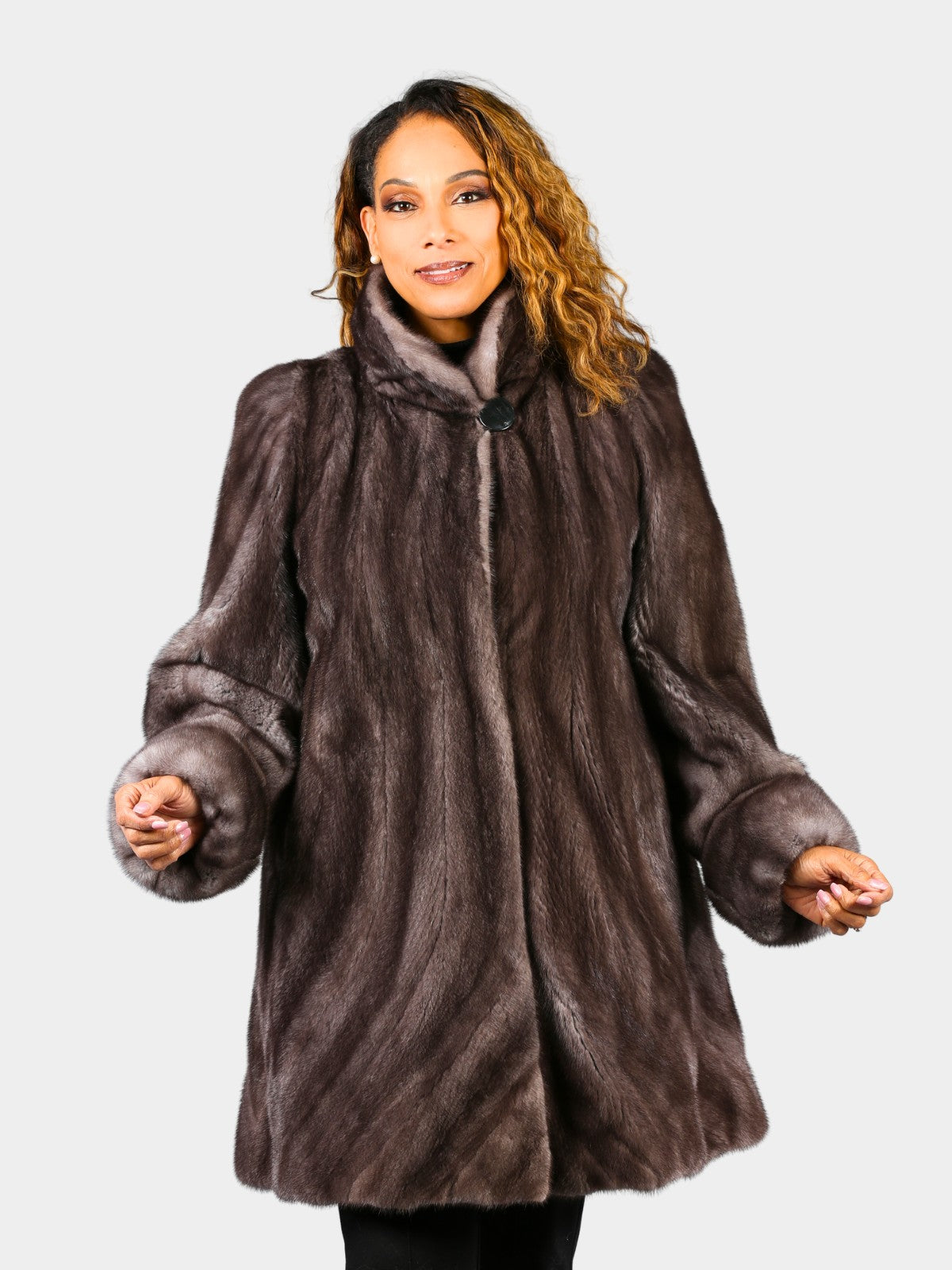 Woman's Blue Iris Female Mink Fur Directional Stroller