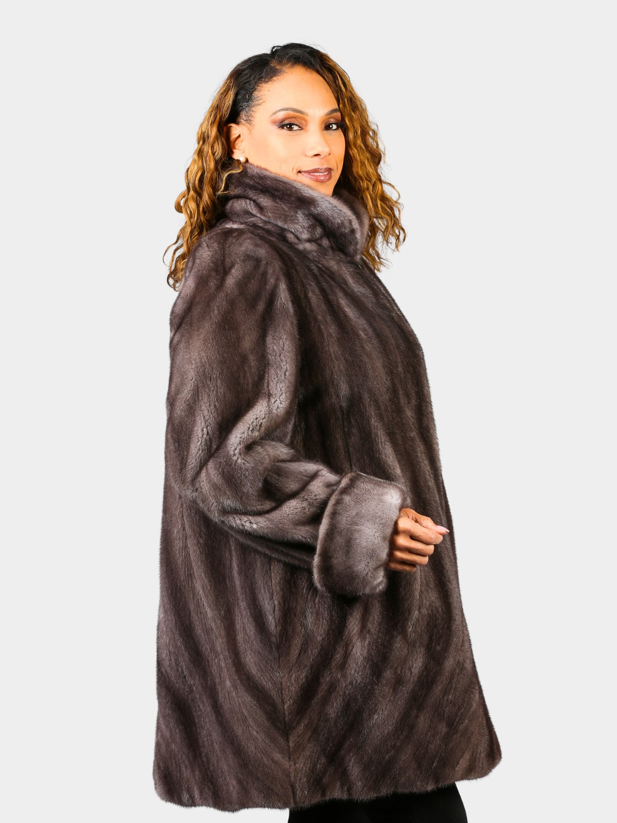 Woman's Blue Iris Female Mink Fur Directional Stroller