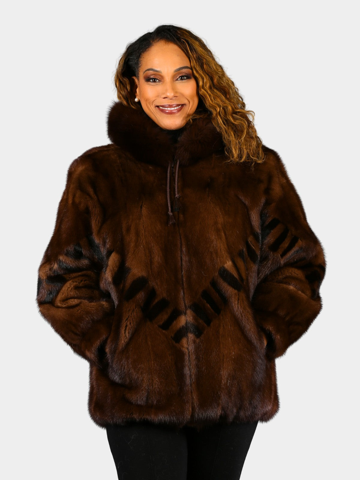 Woman's Mahogany Mink Fur Parka with Ranch Mink Inserts