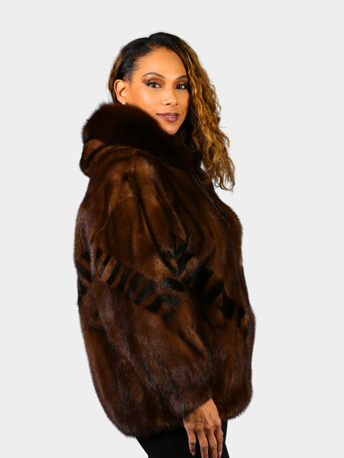 Woman's Mahogany Mink Fur Parka with Ranch Mink Inserts