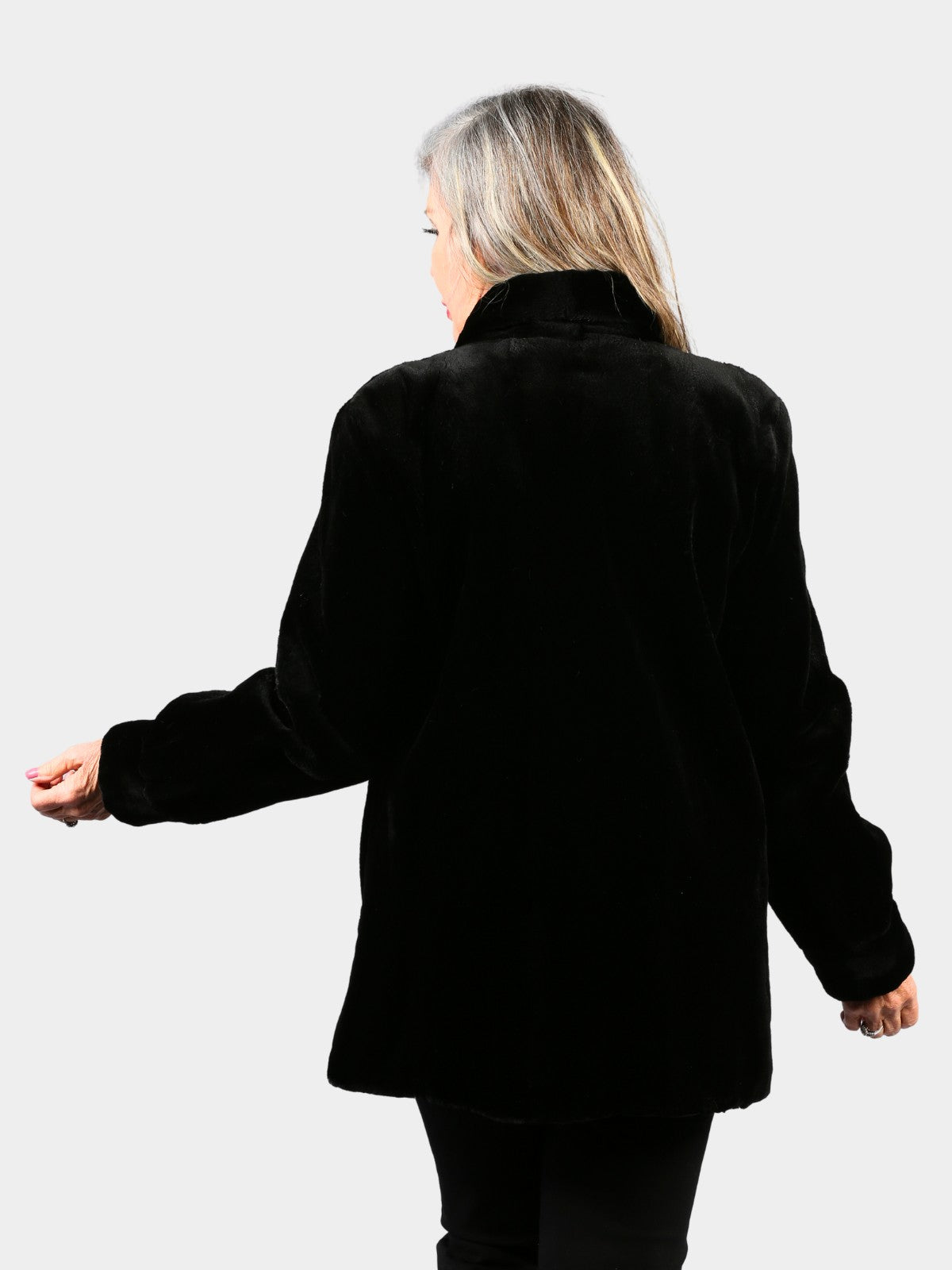 Woman's Dyed Black Sheared Mink Fur Jacket