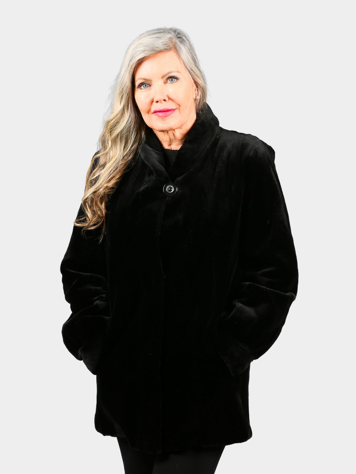 Woman's Dyed Black Sheared Mink Fur Jacket