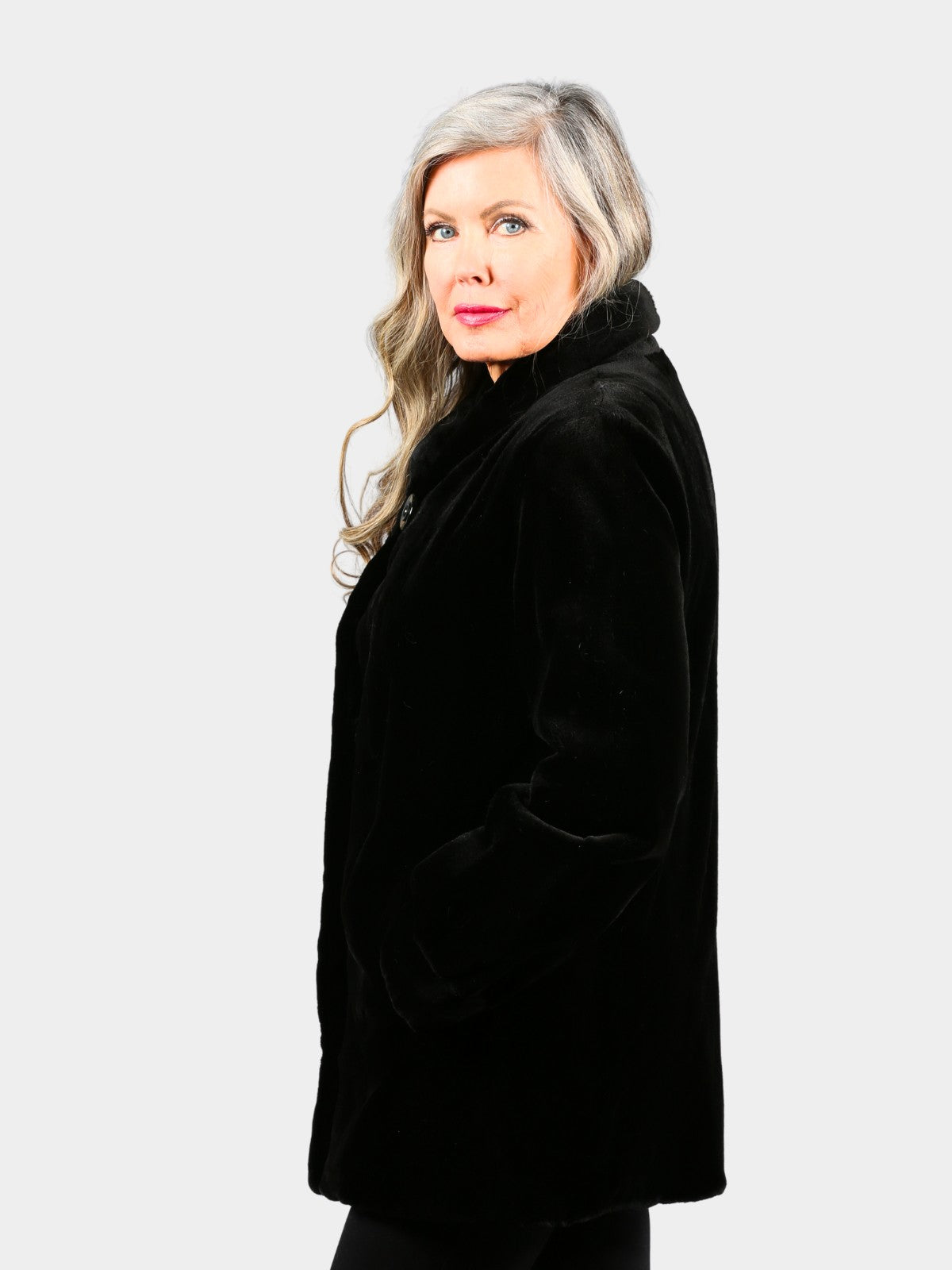 Woman's Dyed Black Sheared Mink Fur Jacket