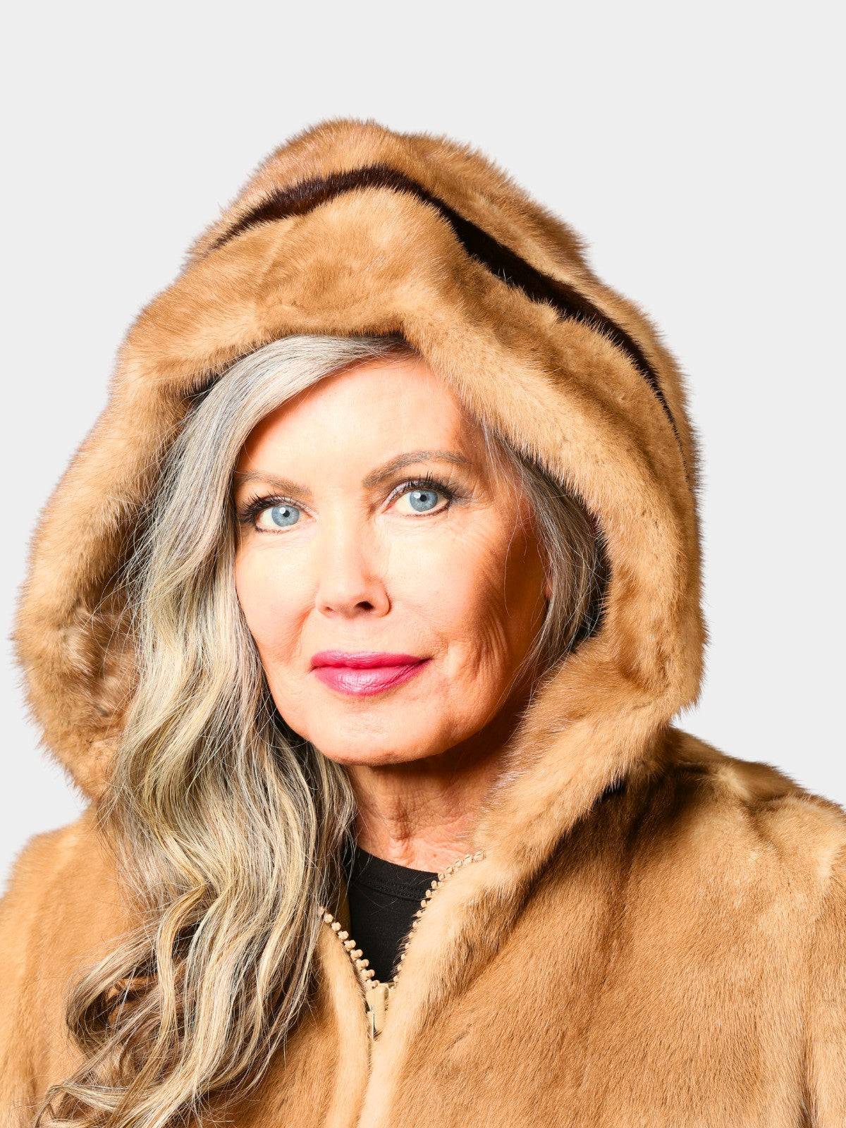 Woman's Pastel Female Mink Fur Parka
