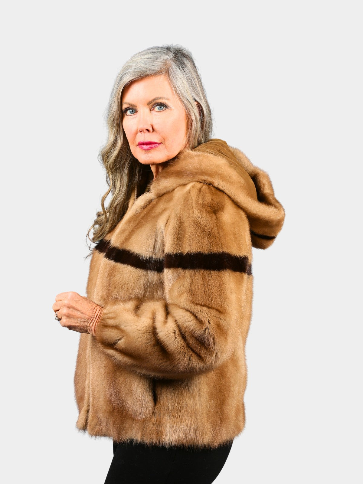 Woman's Pastel Female Mink Fur Parka