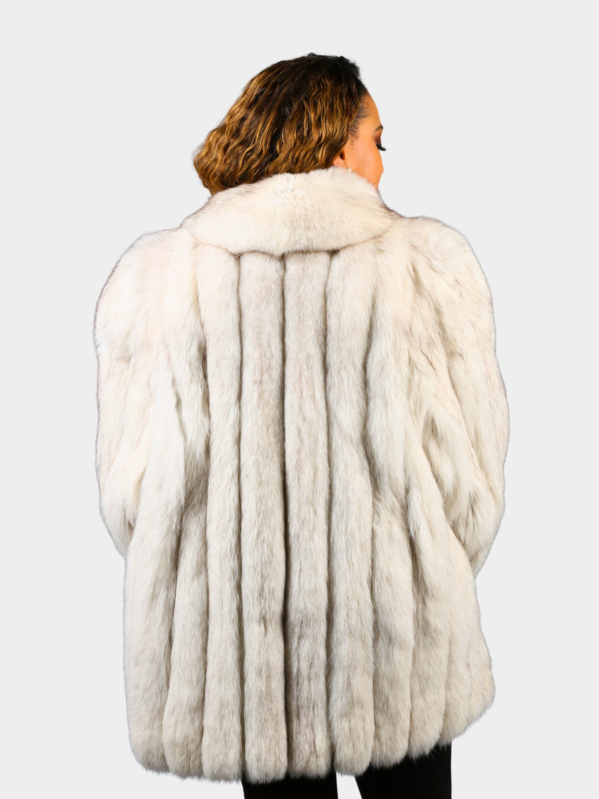 Woman's Plus Size Natural Blue Fox Fur Jacket