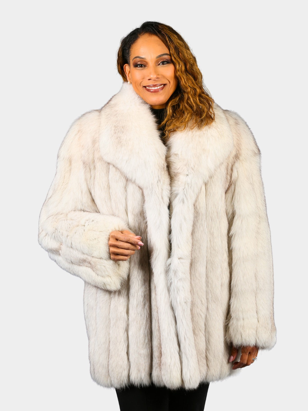 Woman's Plus Size Natural Blue Fox Fur Jacket