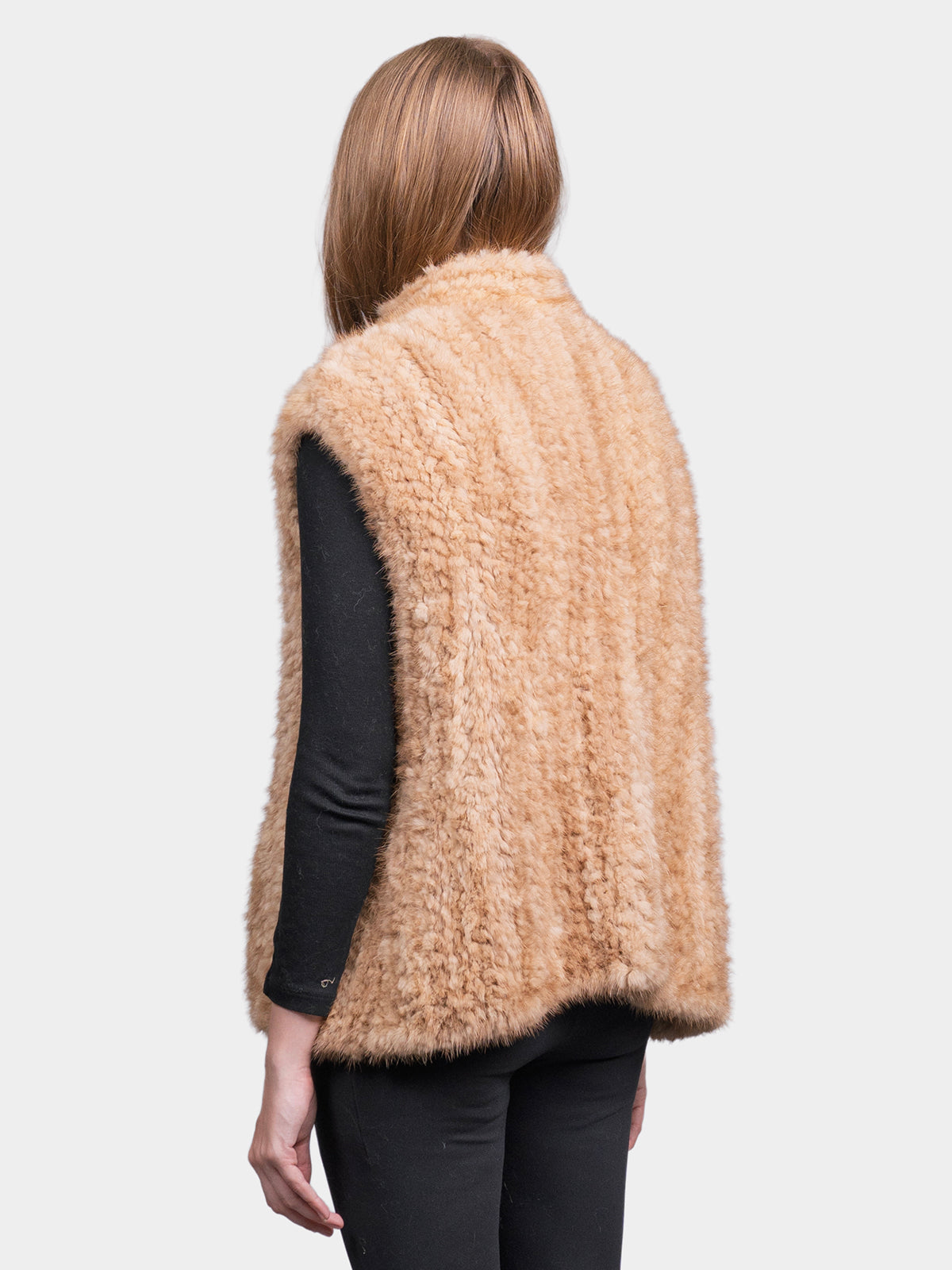 Women's Pastel Knit Mink Vest