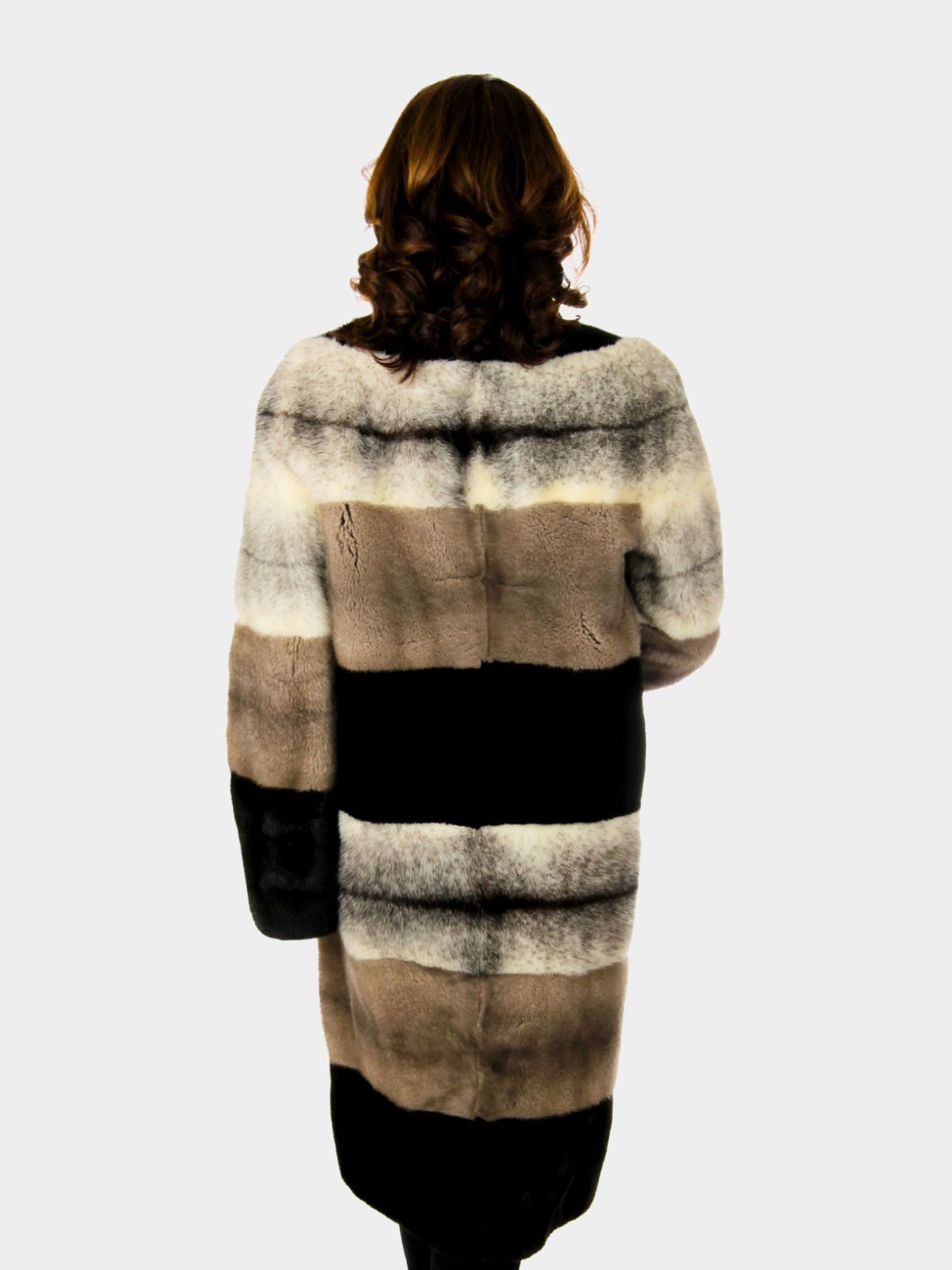 Woman's Tri-Color Mink Fur 7/8 Coat