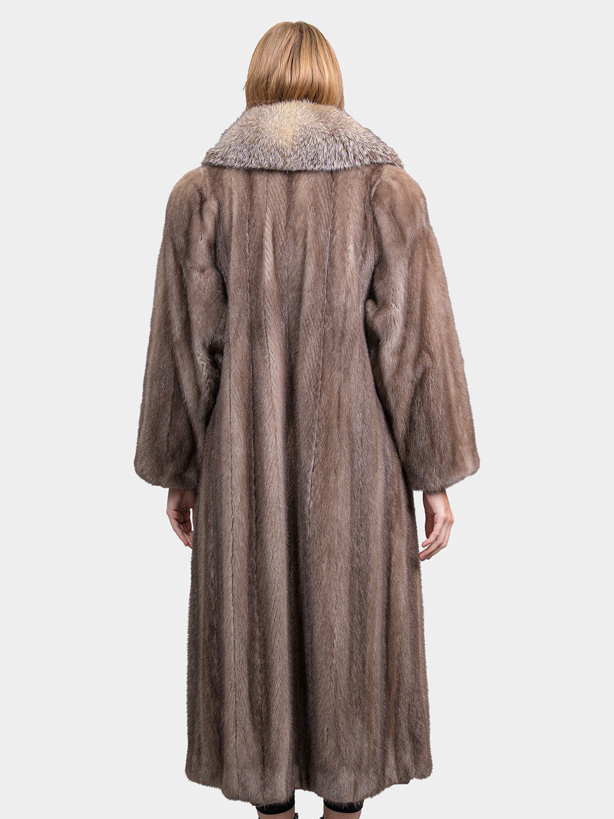 Women's Lutetia Mink Coat with Indigo Fox Collar