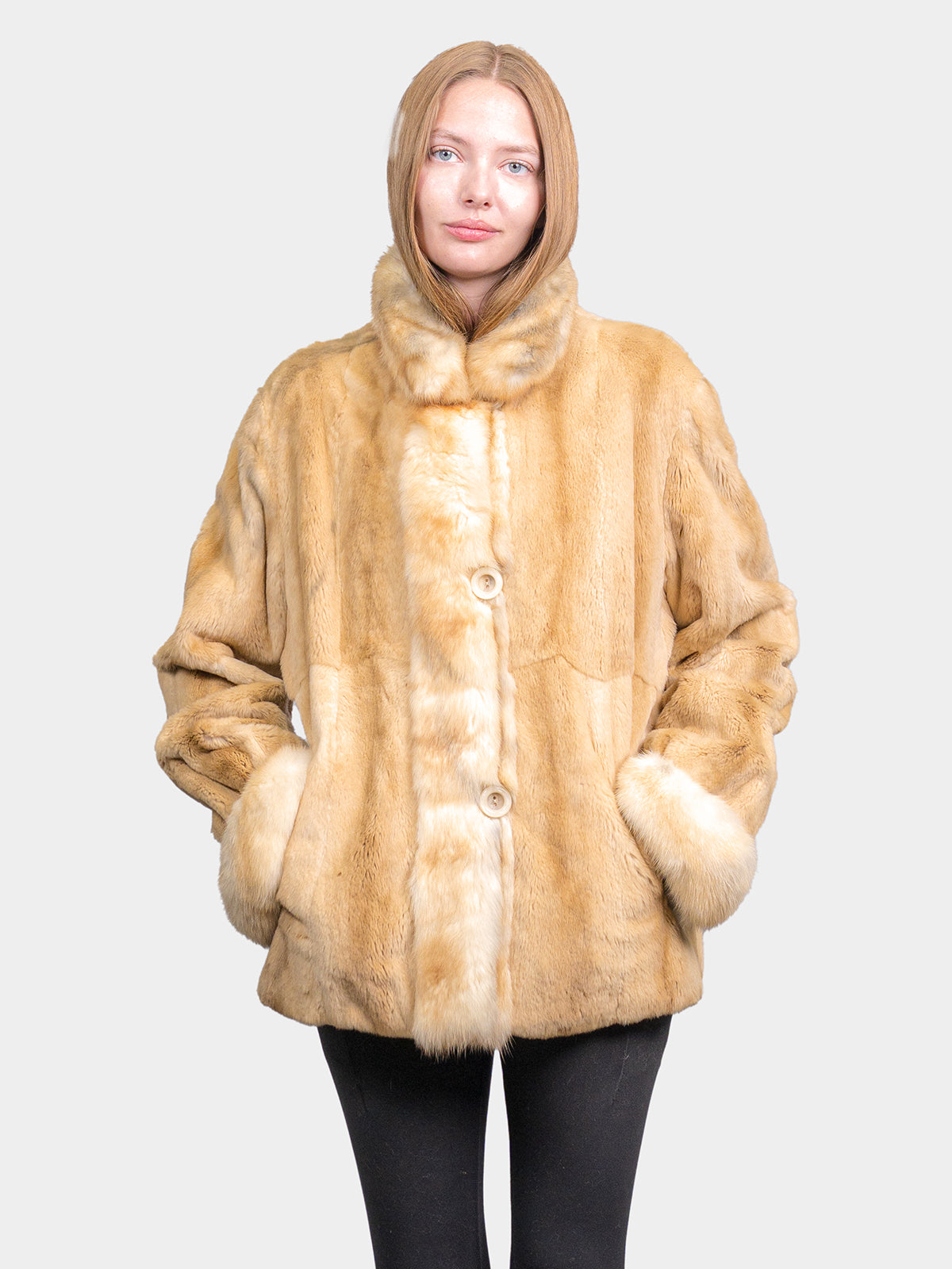 Women's Cream Sheared Mink Jacket