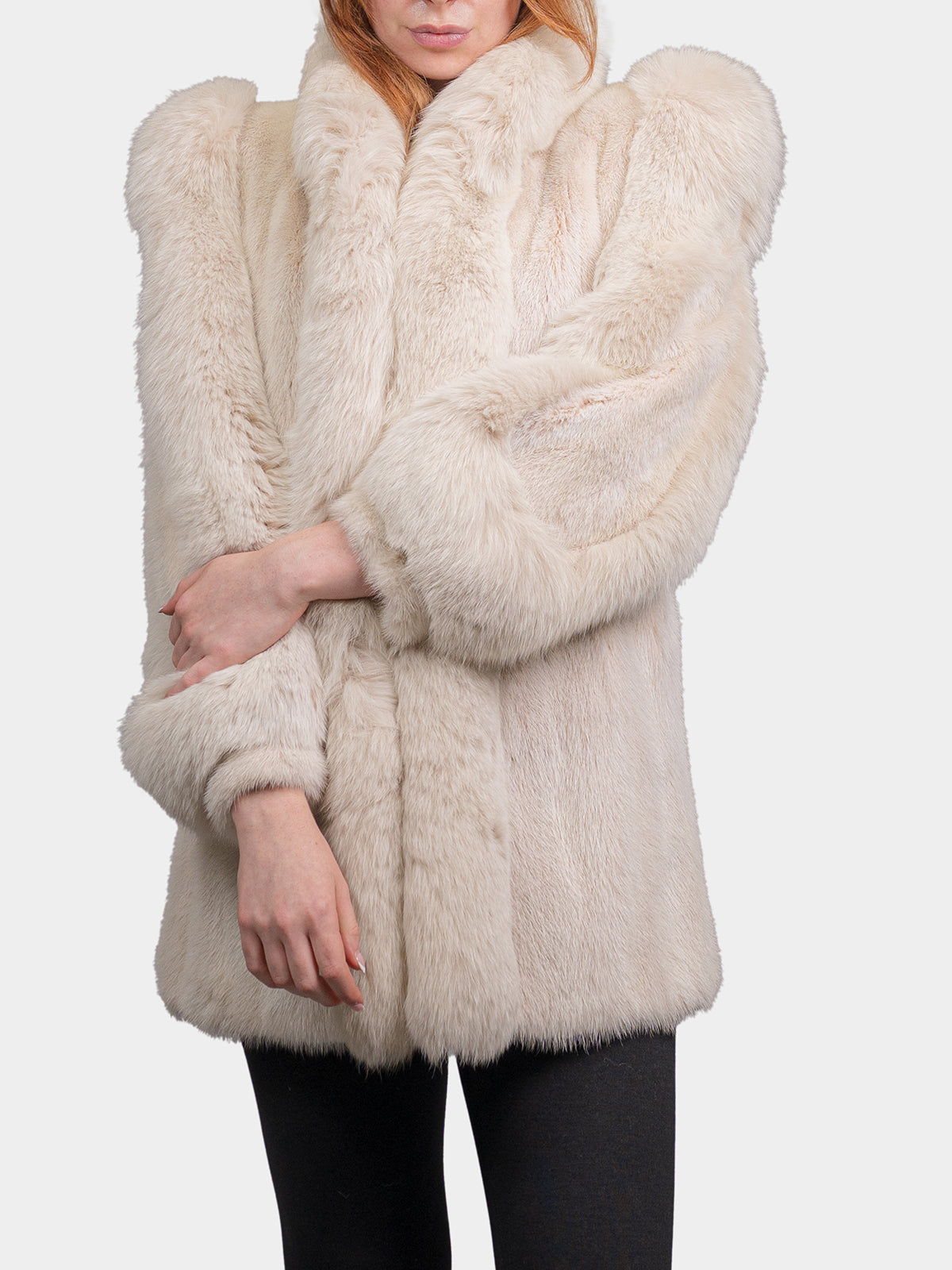 Women's Blush Mink Stroller with Fox Tuxedo