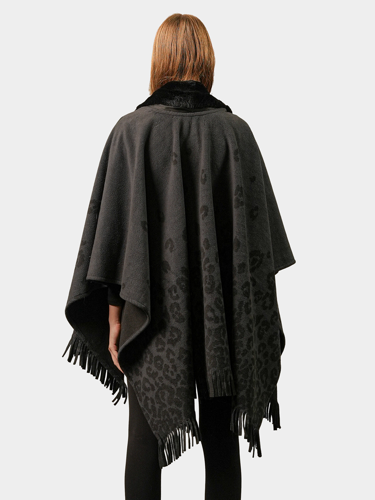 Women's Grey Animal Print Cape