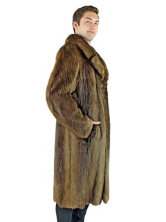Long Hair Beaver Fur Coat - Men's Fur Coat - Large | Estate Furs