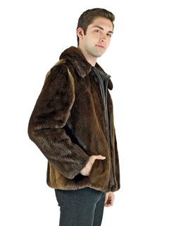 Natural Otter Fur Jacket- Men's Fur Jacket - Medium | Estate Furs