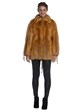 Woman's Red Fox Fur Jacket with Wing Collar