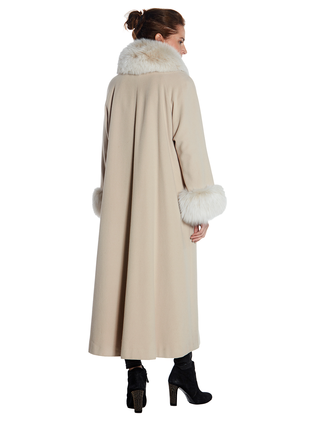 Beige Cashmere Coat - Women's Cashmere Coat - Large| Estate Furs