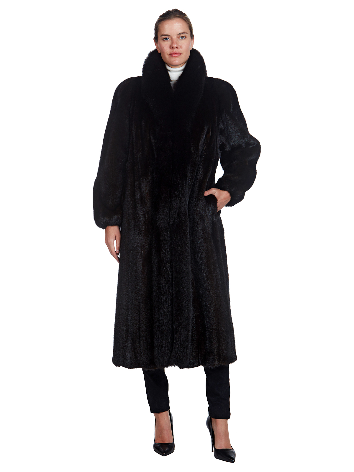 Full Length Ranch Mink Fur Coat - Women's Fur Coat - Large | Estate Furs