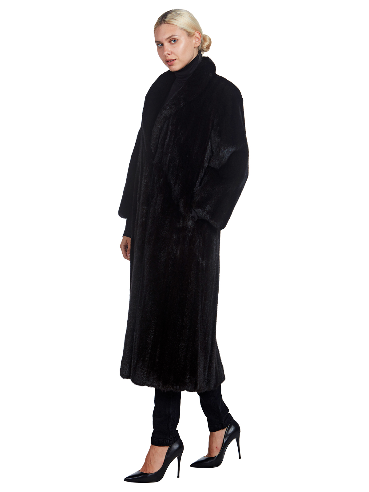 Dittrich Full Length Ranch Mink Fur Coat - Women's Fur Coat - Large ...