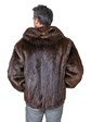 Man's Medium Tone Long Haired Beaver Fur Parka with Leather Inserts