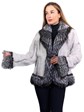 Woman's Cross Mink Fur Jacket with Silver Fox Trim