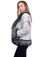 Woman's Cross Mink Fur Jacket with Silver Fox Trim