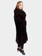 Woman's Dark Brown Sheared Mink Fur Stroller with Traditional Mink Trim and Bead Accents
