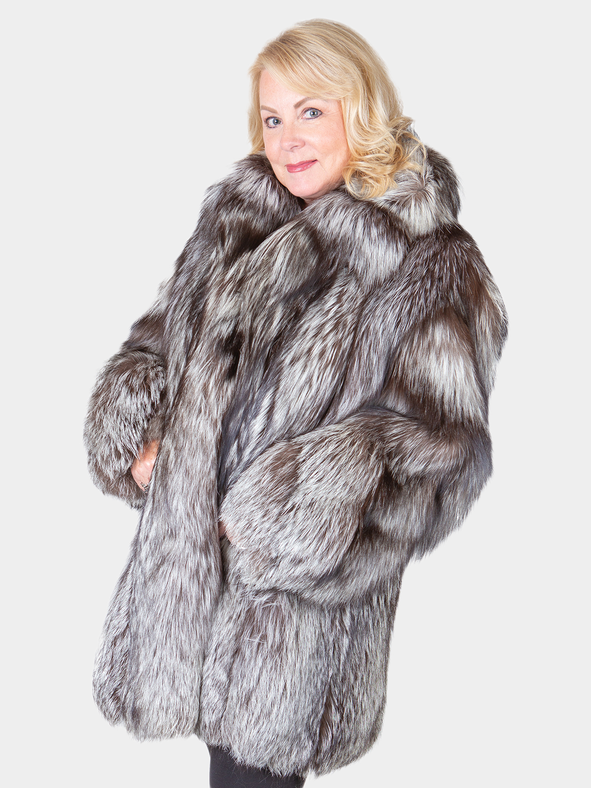 Woman's Silver Fox Fur Stroller
