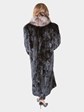 Woman's Sectioned Ranch Mink Fur Coat with Indigo Fox Collar
