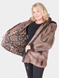 Woman's Taupe Sheared Muskrat Jacket with Detachable Hood