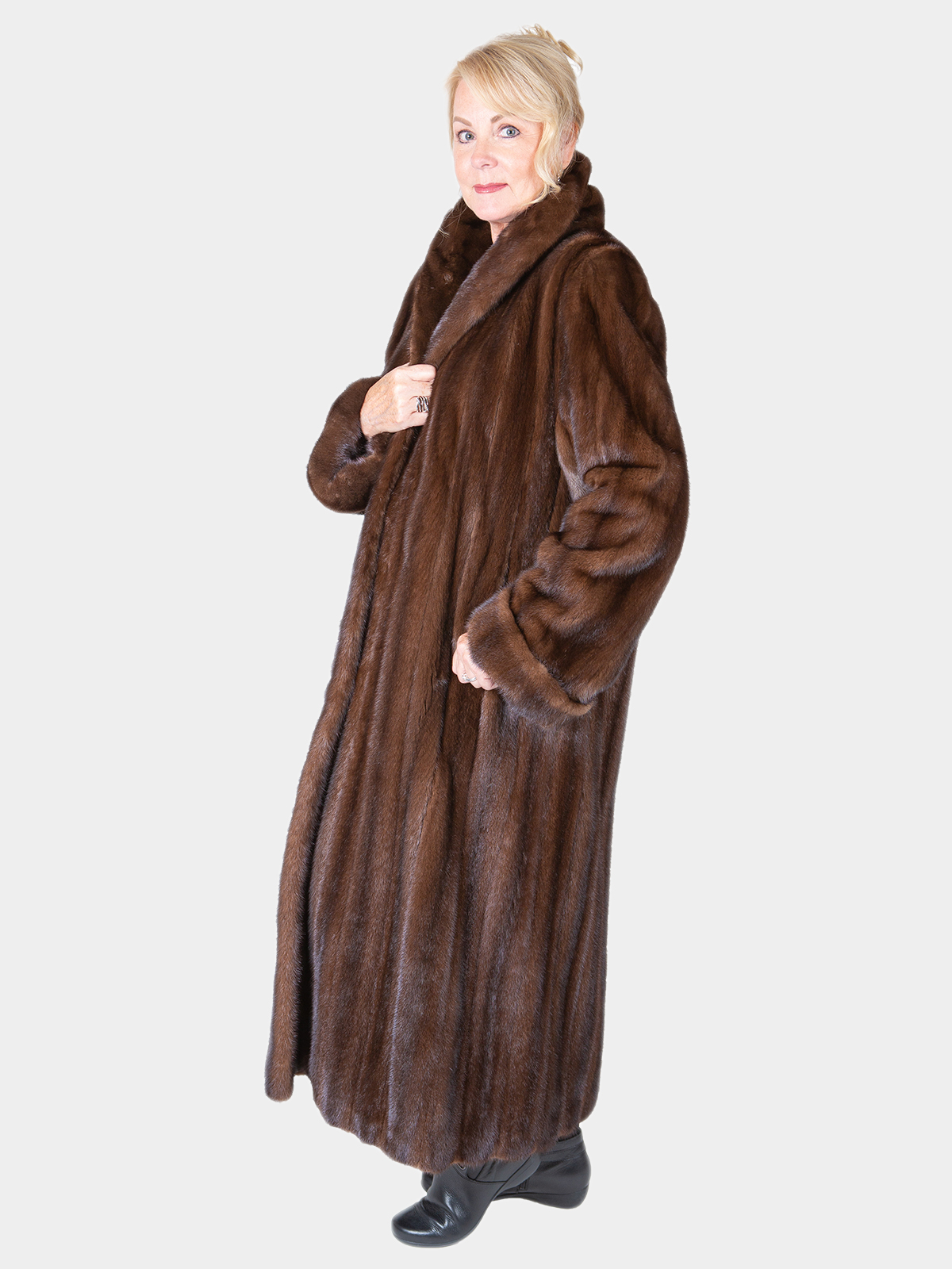 Woman's Mahogany Female Mink Fur Coat