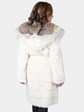 Woman's White Mink Fur Stroller with Canadian Lynx Collar and Hood