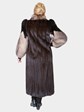 Woman's Deepest Mahogany Mink Fur Coat with Fox Trim