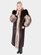 Woman's Deepest Mahogany Mink Fur Coat with Fox Trim