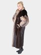 Woman's Deepest Mahogany Mink Fur Coat with Fox Trim