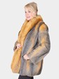 Woman's Kit Fox Fur Jacket with Red Fox Trim