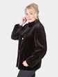 Woman's Brown Sheared Mink Fur Jacket / Reversible