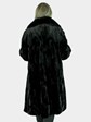 Woman's New Black and Sculptured Mink Fur 7/8 Coat / Reversible