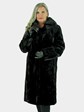 Woman's New Black and Sculptured Mink Fur 7/8 Coat / Reversible