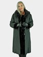 Woman's New Black and Sculptured Mink Fur 7/8 Coat / Reversible