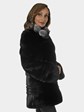 Woman's New Ranch Mink Fur Coat with Chinchilla Collar