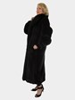 Woman's New Deep Mahogany Female Mink Fur Coat with Fox Trim